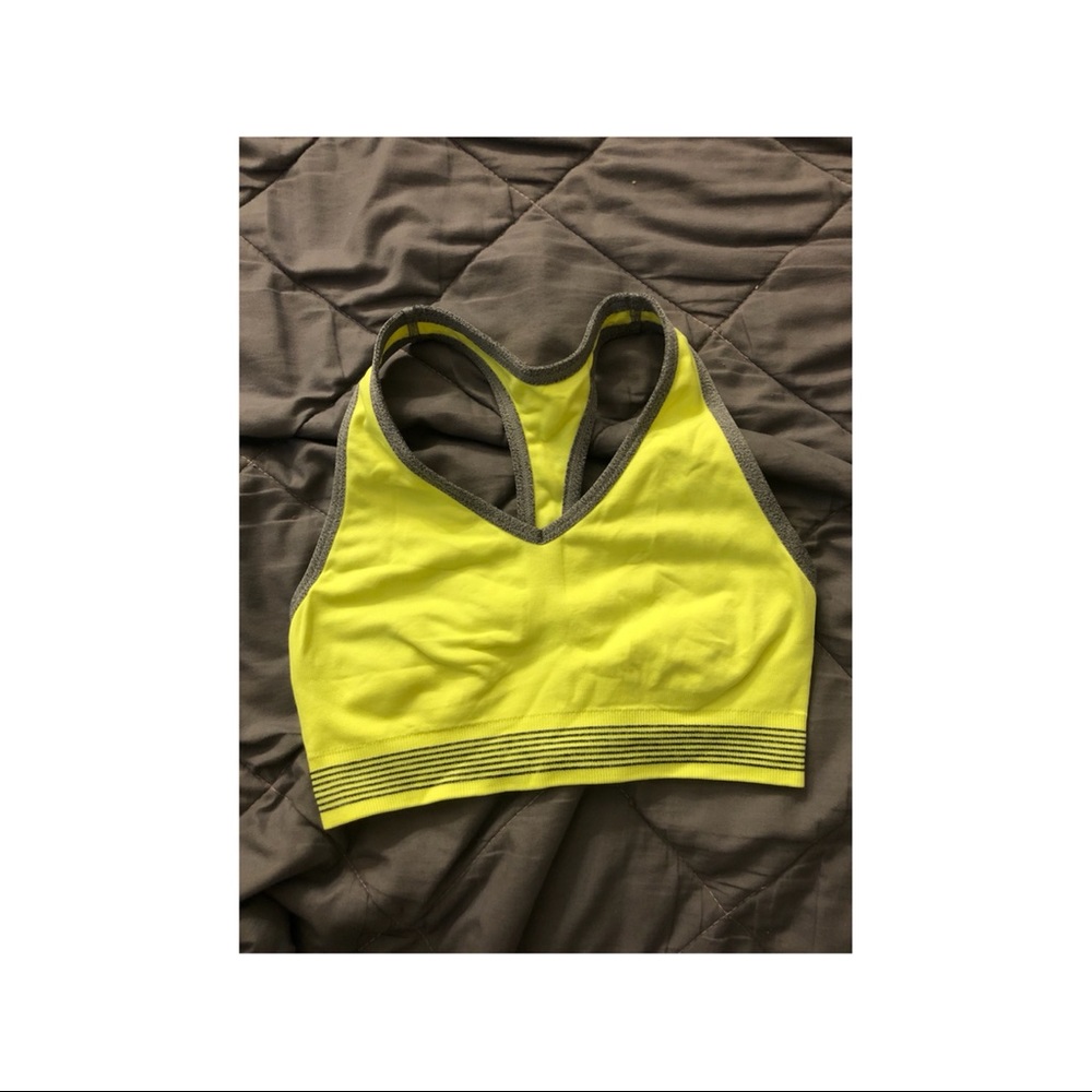 Yellow and grey sports bra size small